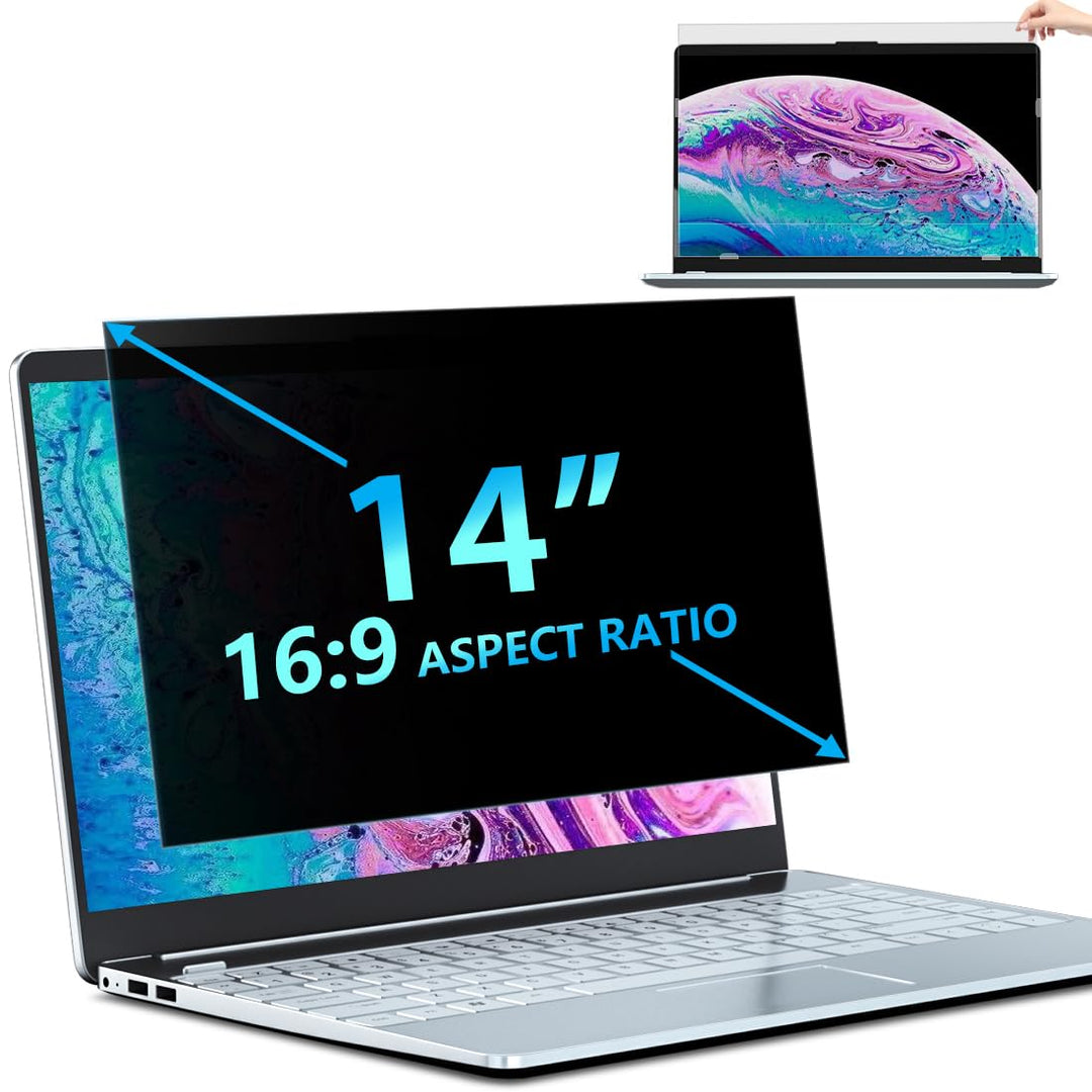 STARY Sichtschutzfolie laptop 14 Zoll 16:9, Anti Blaulicht Blendschutz Displayschutz, Abnehmbarer 14