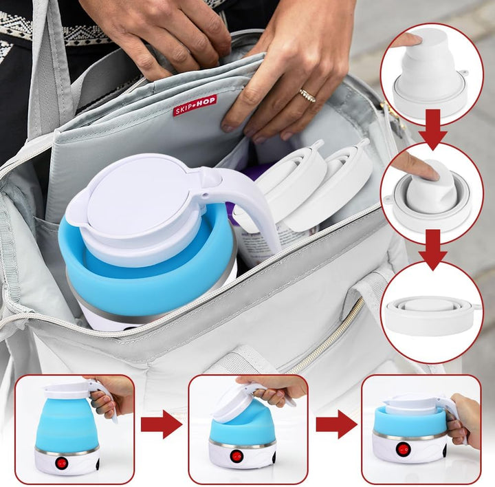 RANJIMA Wasserkocher Faltbar, 0,6L Tragbarer Camping Wasserkocher Elektrischer Wasserkocher Mini Rei