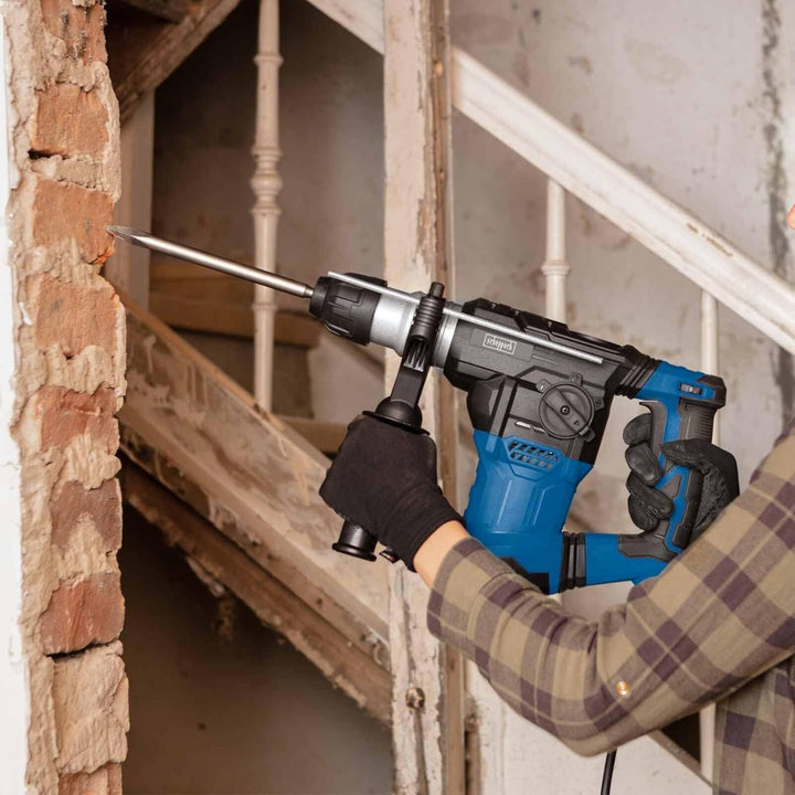 Scheppach SDS-Plus 4in1 Bohrhammer DH1500 Plus | 1500W / 7Joule Abbruchhammer | 6 Geschwindigkeiten