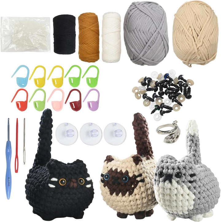 Hoypeyfiy Häkel-Set für Anfänger für Niedliche Tierfiguren, Komplettes Amigurumi-Set mit Videoanleit