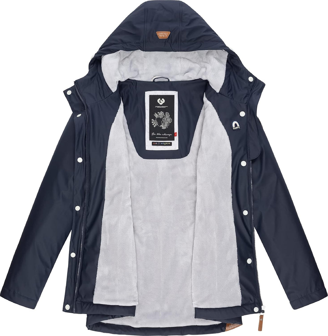 Ragwear Damen Winterjacke Kurze Regenjacke wasserdicht warm gefüttert mit Kapuze Marge XS-6XL L Navy