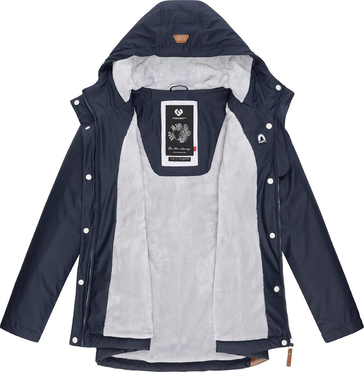 Ragwear Damen Winterjacke Kurze Regenjacke wasserdicht warm gefüttert mit Kapuze Marge XS-6XL L Navy