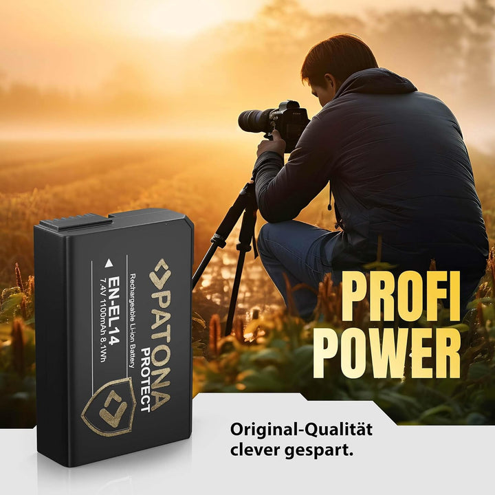 PATONA Protect V1 EN-EL14 EN-EL14a Akku (1100mAh) mit NTC-Sensor und V1 Gehäuse 1x EN-EL14 Protect V
