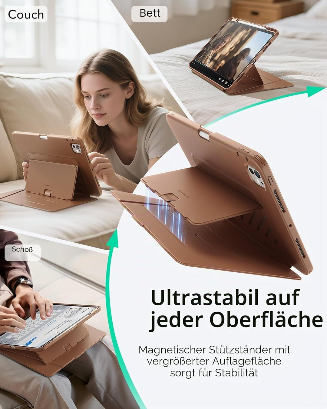 ESR für iPad Pro 13 Zoll Hülle (M5/M4) 2025/2024, Vertikaler Ständer, Multi-Winkel, Ultra-stabile Hü