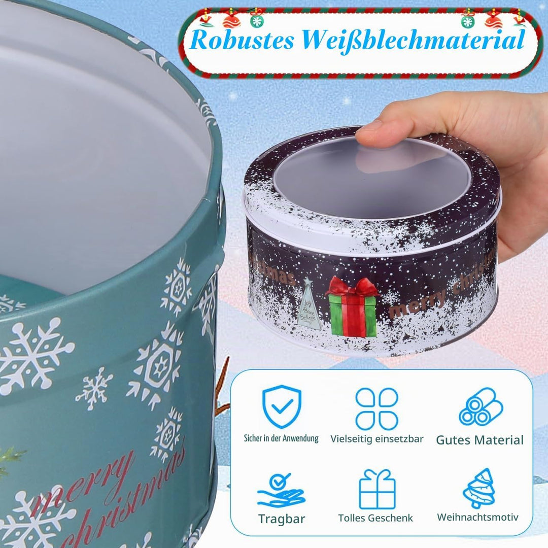 Cabilock 4stücke Keksdose Weihnachten Plätzchendose: Metall Blechdose Mit Deckel Weihnachtskekse Gro