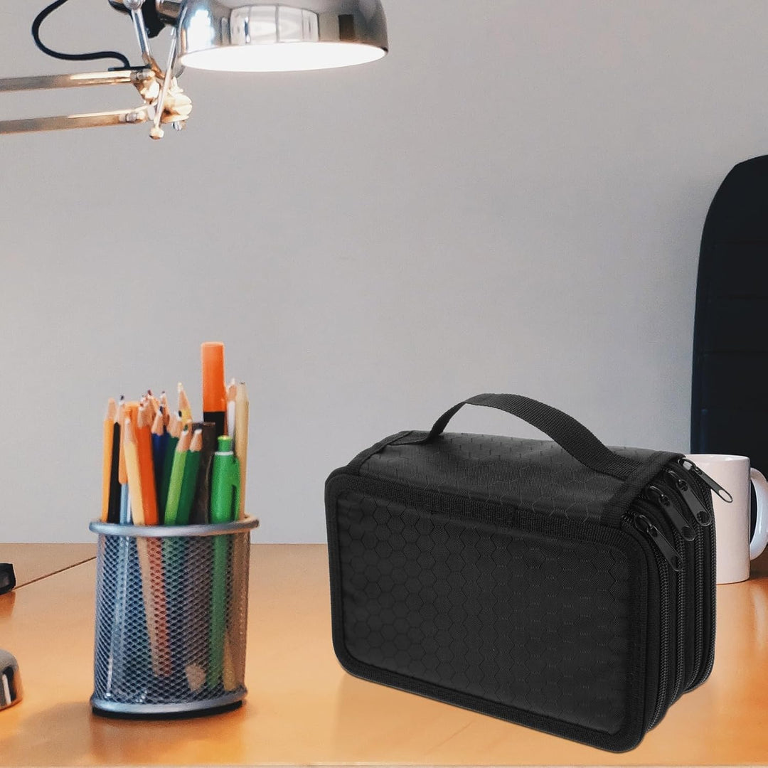 NUOLUX 72-Hole Pencil Bag Black Federmäppchen Mäppchen 4-Fach Stifte Organizer FüR Schule BüRo Und R