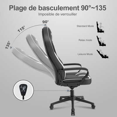 bigzzia Gaming Stuhl Computerstuhl Ergonomisch - Gamer Stuhl Bürostuhl mit Höhenverstellung Wippfunk