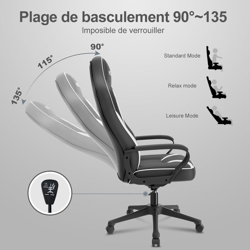 bigzzia Gaming Stuhl Computerstuhl Ergonomisch - Gamer Stuhl Bürostuhl mit Höhenverstellung Wippfunk
