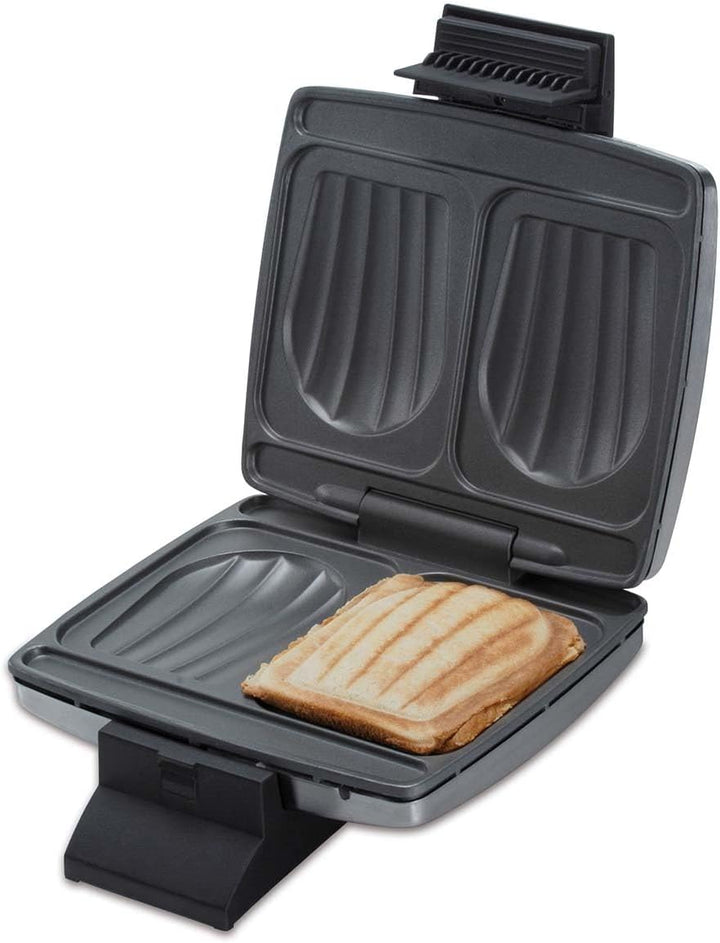 Cloer 6235 Sandwichmaker, 930 W, für 2 ganze Toast, Muschelform, optische Fertigmeldung, Kabelaufwic