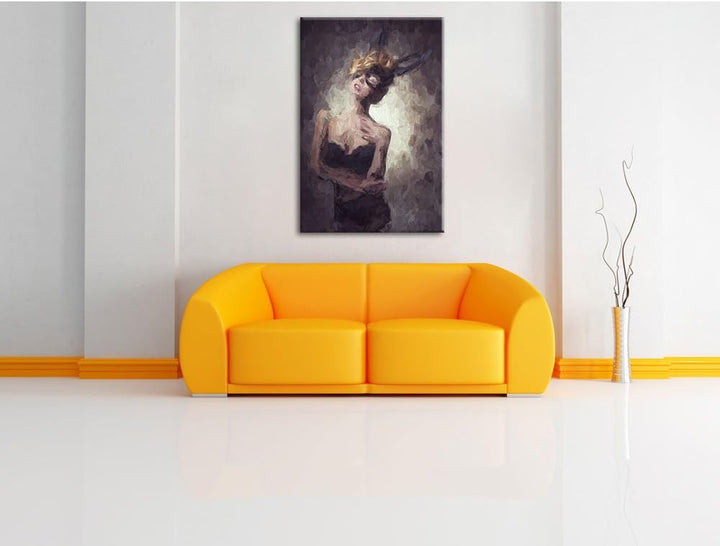 Pixxprint Maskierte attraktive Frau als Leinwandbild/Grösse: 100x70 cm/Wandbild/Kunstdruck/fertig be