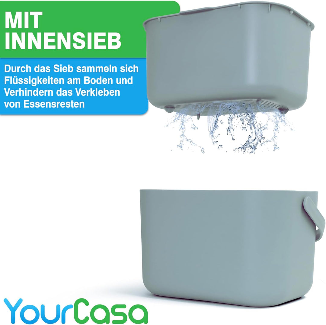 YourCasa Biomülleimer Küche 5L - Komposteimer für alltäglichen Biomüll Behälter - Spülmaschinenfest