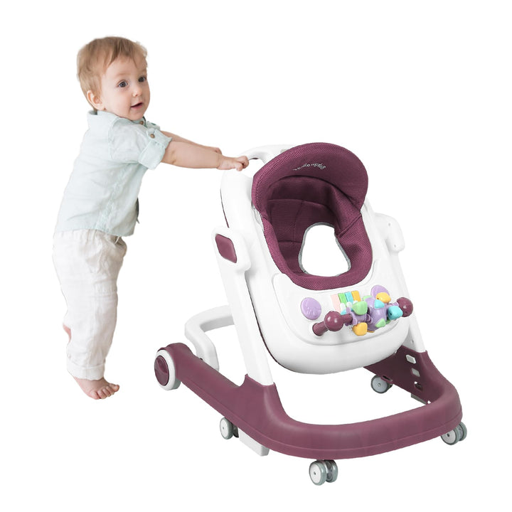 2-in-1 Lauflernhilfe für Babys mit abnehmbarer Fütterungsplatte und Musiktablett, zusammenklappbarer