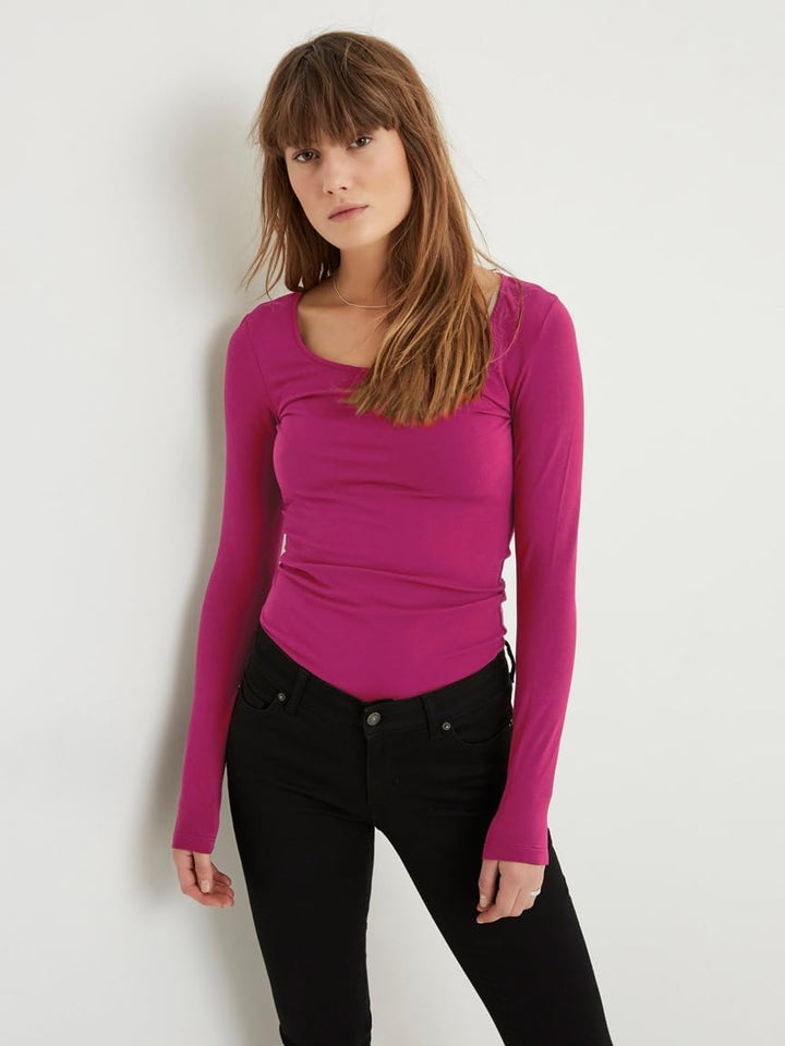 VERO MODA Damen Vmmaxi My Ls Soft Uneck Ga Noos Langarmshirts XS 1x Festival Fuchsia, 1x Gibraltar S