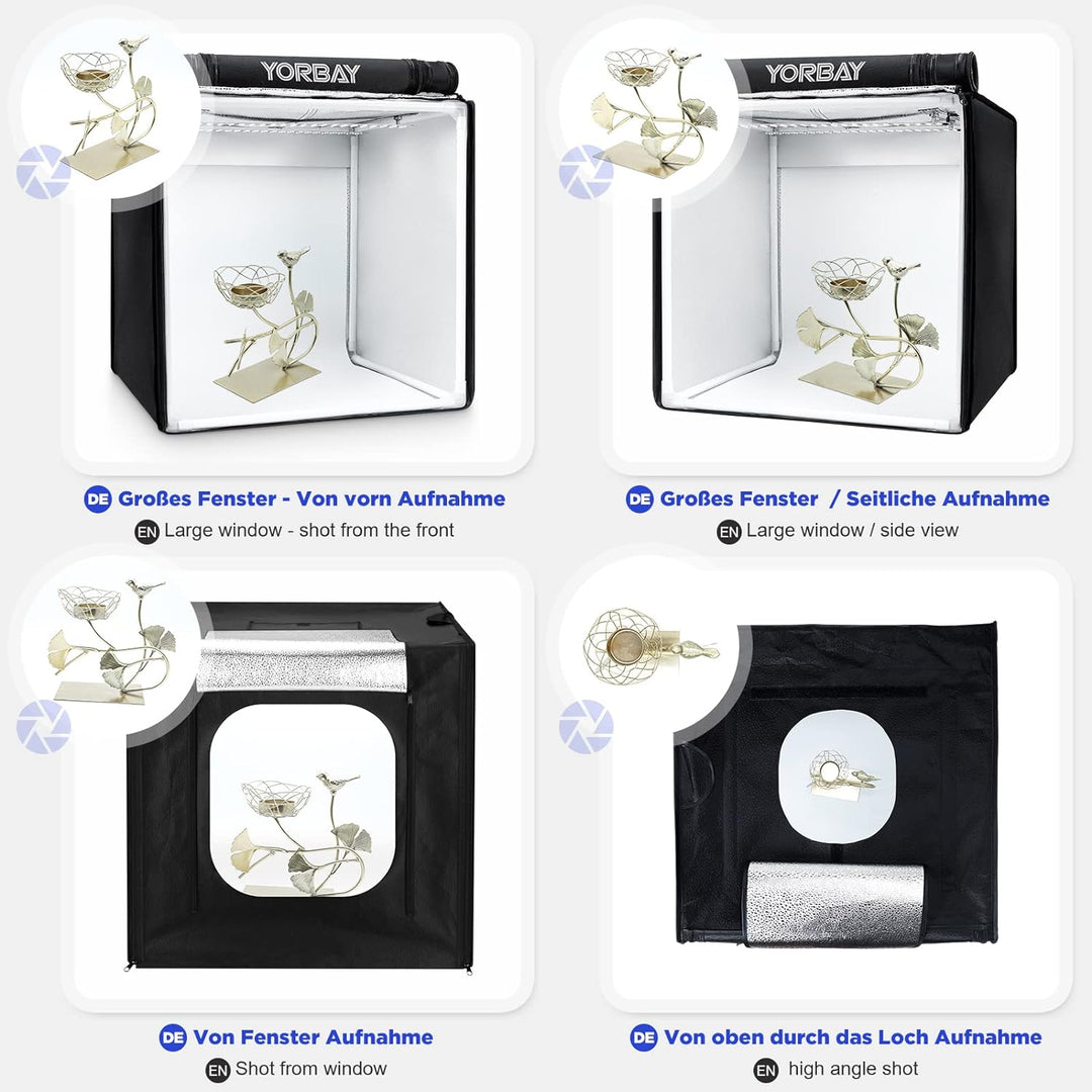 Yorbay Fotostudio Set 40 x 40 x 40cm CRI 95+ LED-Fotobox Lichtbox Lichtwürfel Profi Fotografie Licht