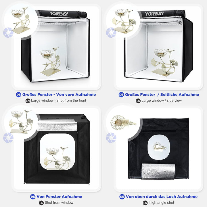 Yorbay Fotostudio Set 40 x 40 x 40cm CRI 95+ LED-Fotobox Lichtbox Lichtwürfel Profi Fotografie Licht