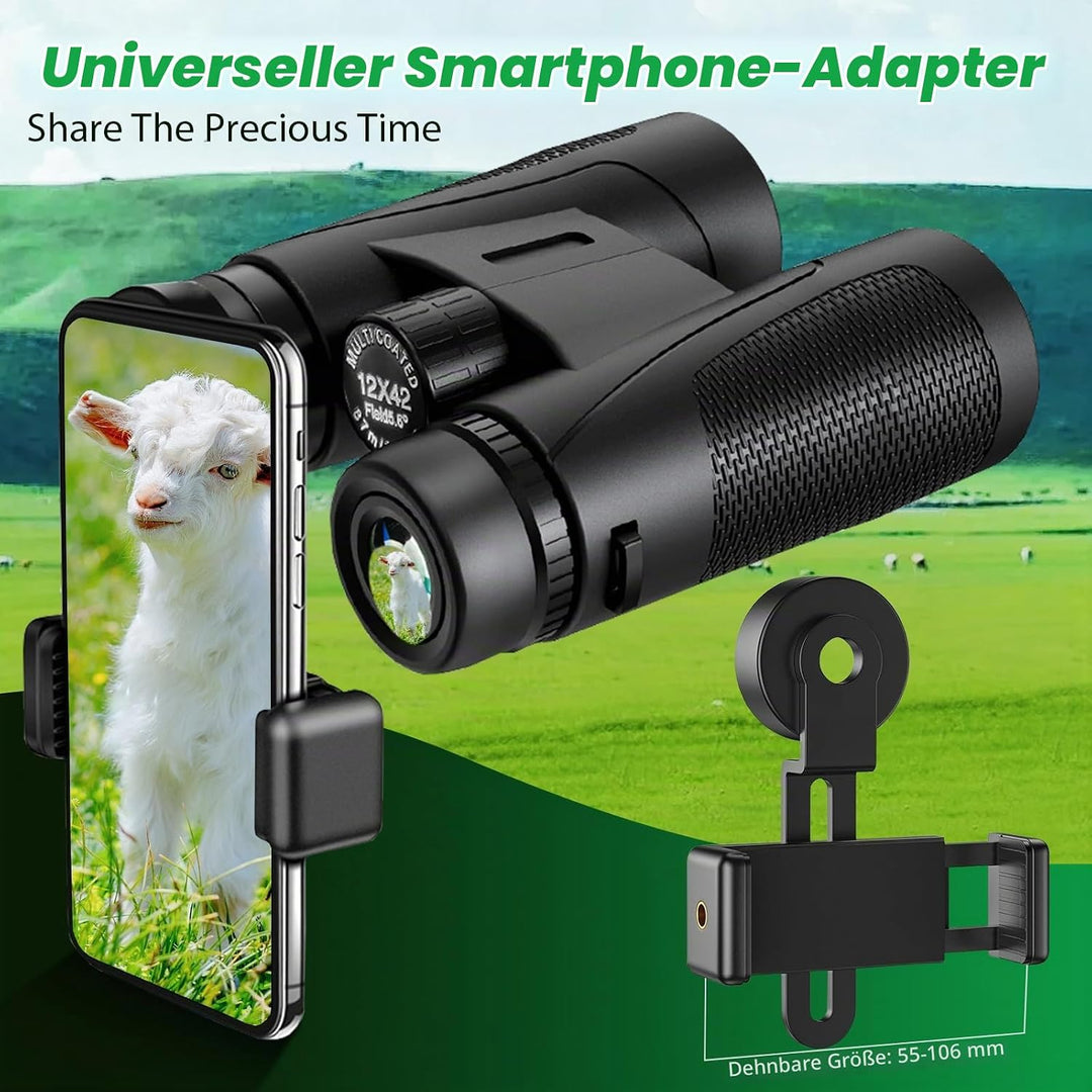 Binoculars Fernglas Erwachsene Professional Wasserdicht BAK4 12x42 HD FMC Objektiv für Vogelbeobacht