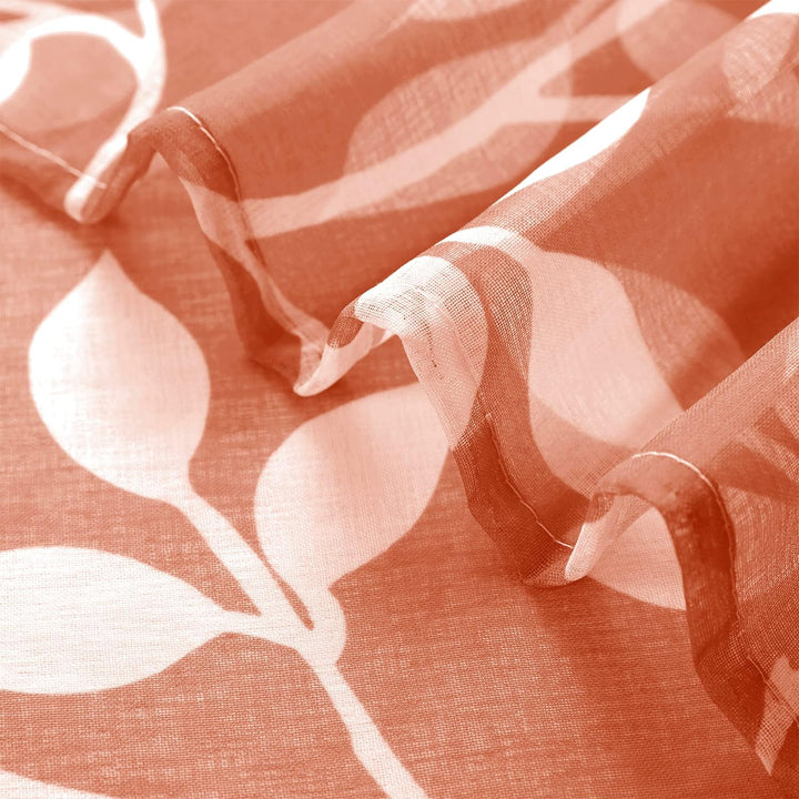 Durchsichtige Vorhänge mit Blättern, 213 cm, für Wohnzimmer, Burnt Orange 52x84 Burnt Orange, 52x84