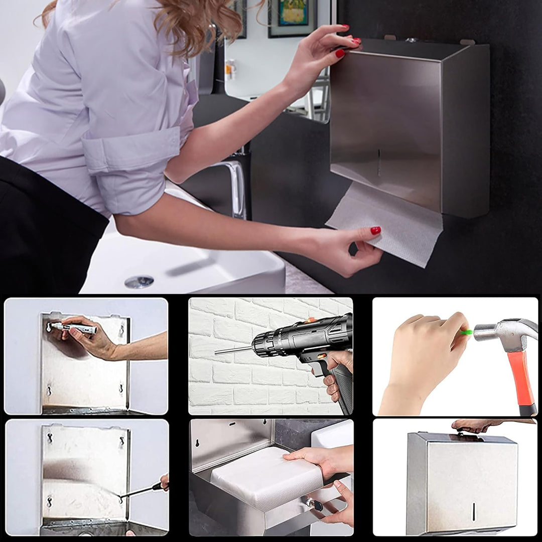 NICEME Papierhandtuchspender, Edelstahl Handtuchspender abschliessbar, Wandmontierter Taschentuchspe
