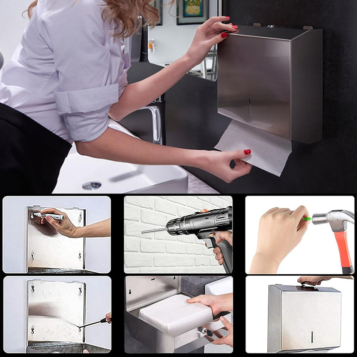 NICEME Papierhandtuchspender, Edelstahl Handtuchspender abschliessbar, Wandmontierter Taschentuchspe