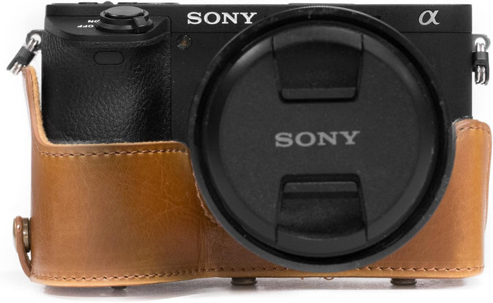 MegaGear MG1486 Sony Alpha A6500 (16-70, 18-135 mm) Ever Ready Leder Kamera-Case mit Trageriemen - H