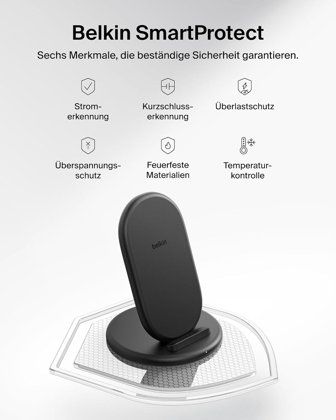 Belkin BoostCharge Induktive Ladestation, Wireless Charger Geeignet für Handyhüllen, Kabelloses Lade
