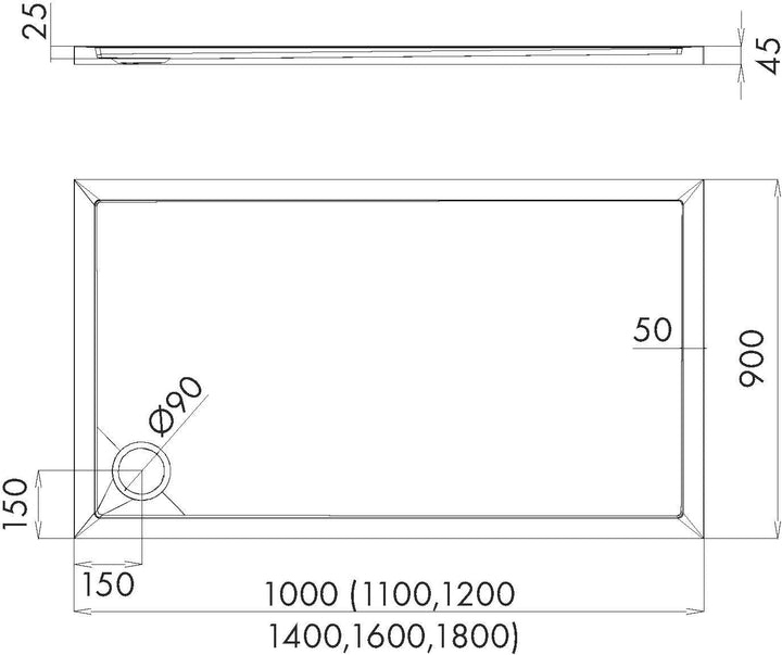 AQUABAD Duschwanne/Duschtasse Villa mit LeakProtect Technologie Smooth White 90x120cm Rechteck 90 x