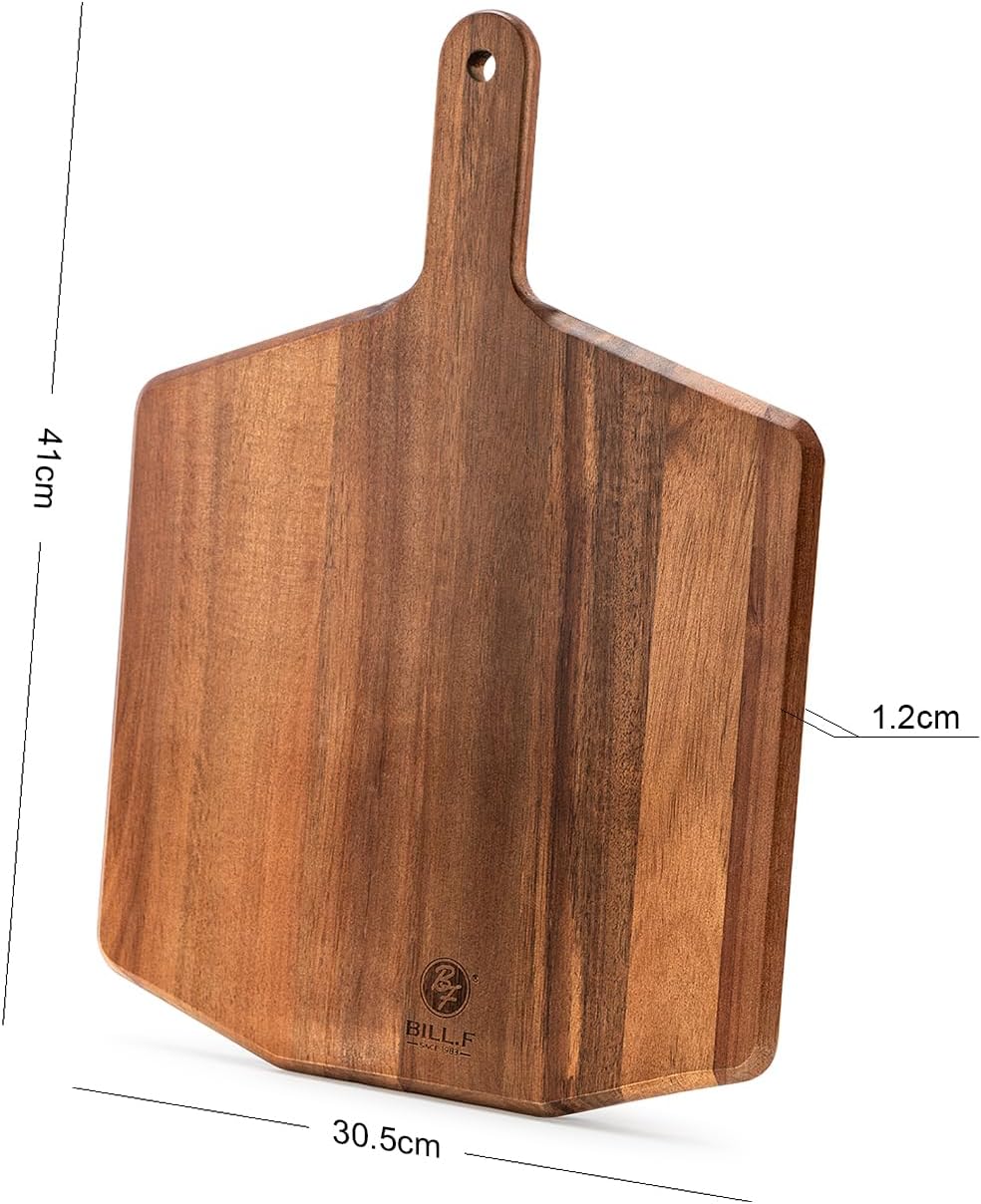 BF BILL.F SINCE 1983 Akazienholz Schneidebrett 42 x 31 x 2 cm – Grosses Holzbrett mit Griff, Oktagon