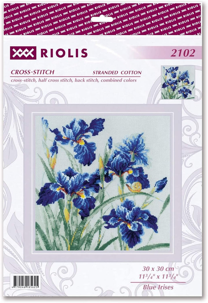 RIOLIS Counted Cross Stitch Kit 11.75"X11.75"-Blue Irises (14 Count)