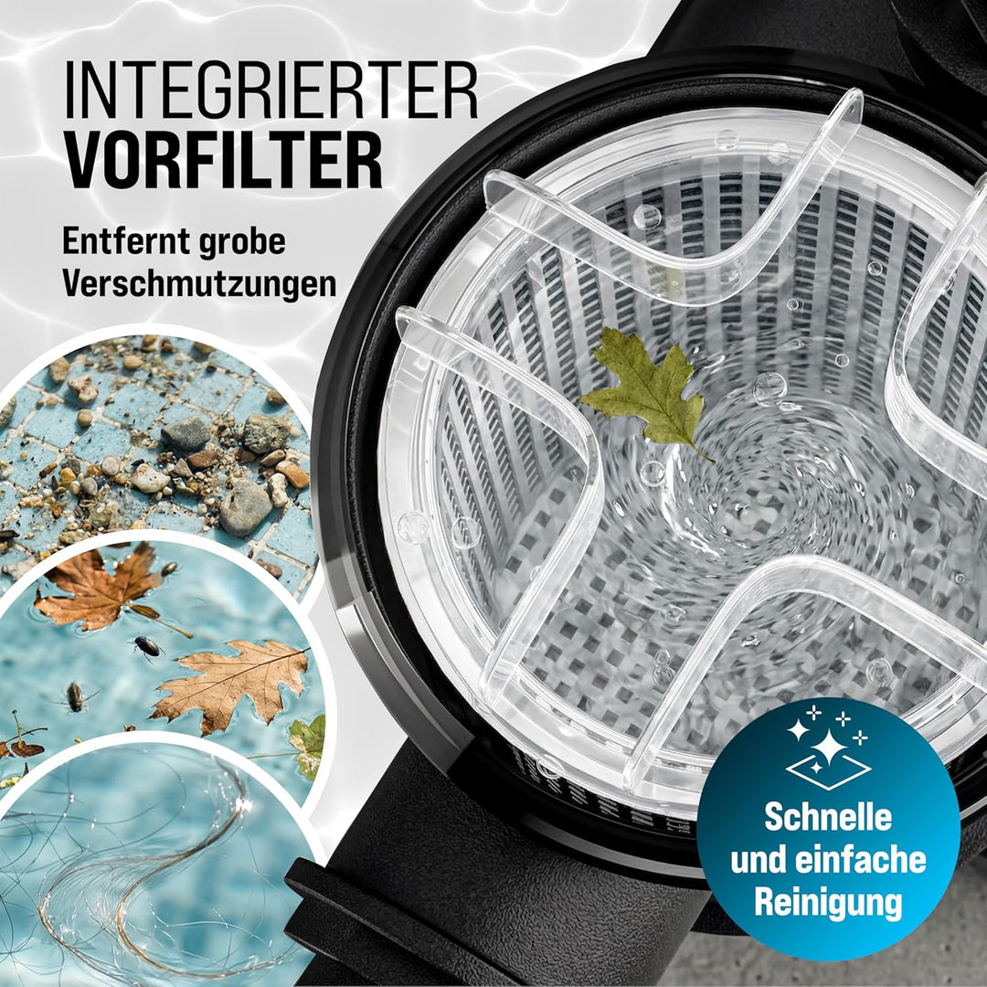 MONZANA® Filterpumpe 10.980 l/h mit Vorfilter Poolpumpe Umwälzpumpe Sandfilter Pool Pumpe 11,0m Förd