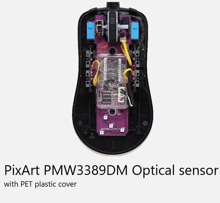 Ducky Feather Gaming Maus 65g – Symmetrisch für Rechts- & Linkshänder – PixArt 3389 Sensor mit 16.00