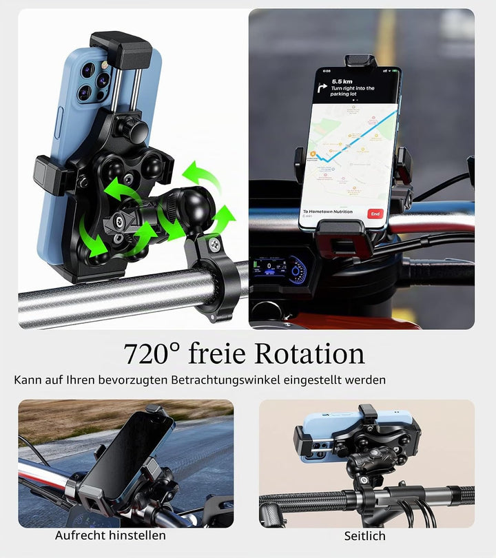 Kewig Motorrad Handyhalterung mit Vibrationsdämpfer und Hochgeschwindigkeits Sicherheitsschloss, neu