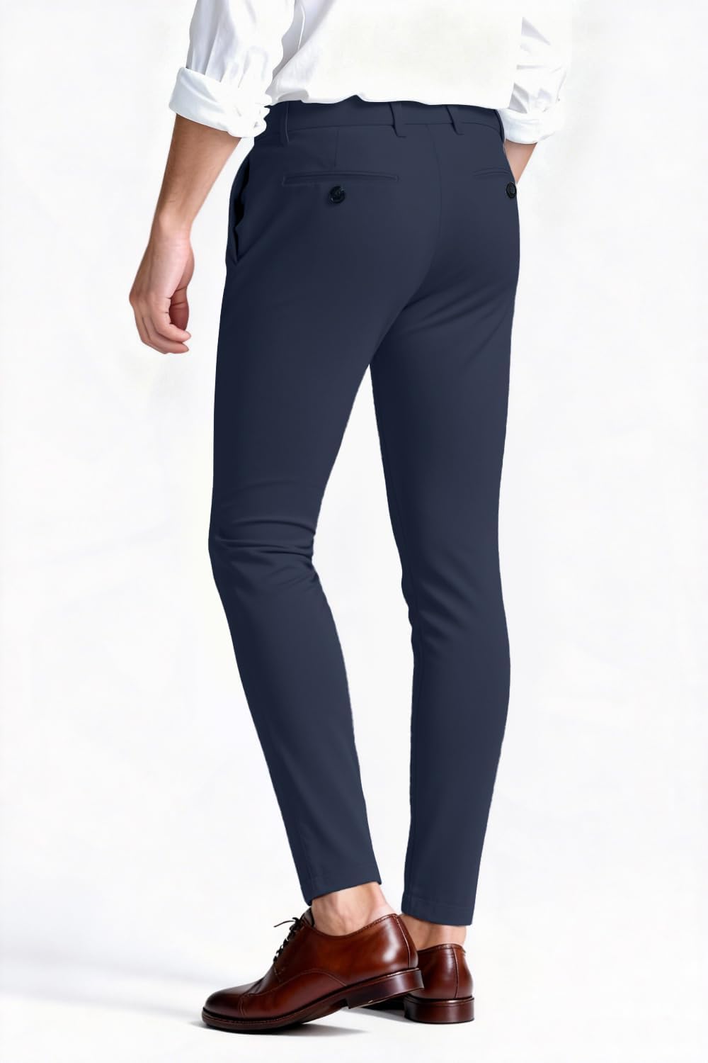 GINGTTO Herren Chino Hose Skinny Chinohose Casual mit Stretch Designer Hose Stoffhose 28W / 30L Blau