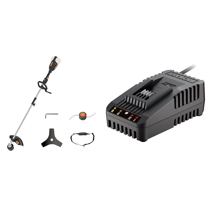 WORX Nitro WG186E.92 Akku Sense Rasentrimmer & Freischneider 40V (2x20V) & WA3880 Lithium, Akku Lade