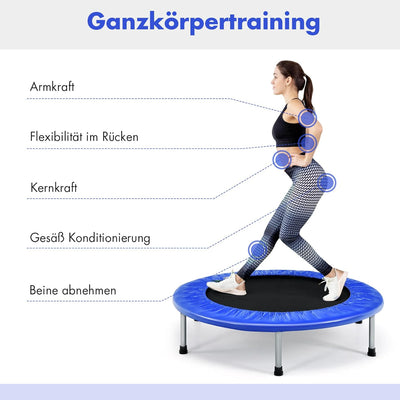 GYMAX Ø97 cm Mini Trampolin klappbar, Fitness Trampolin für Erwachsene & Kinder, Gartentrampolin bis