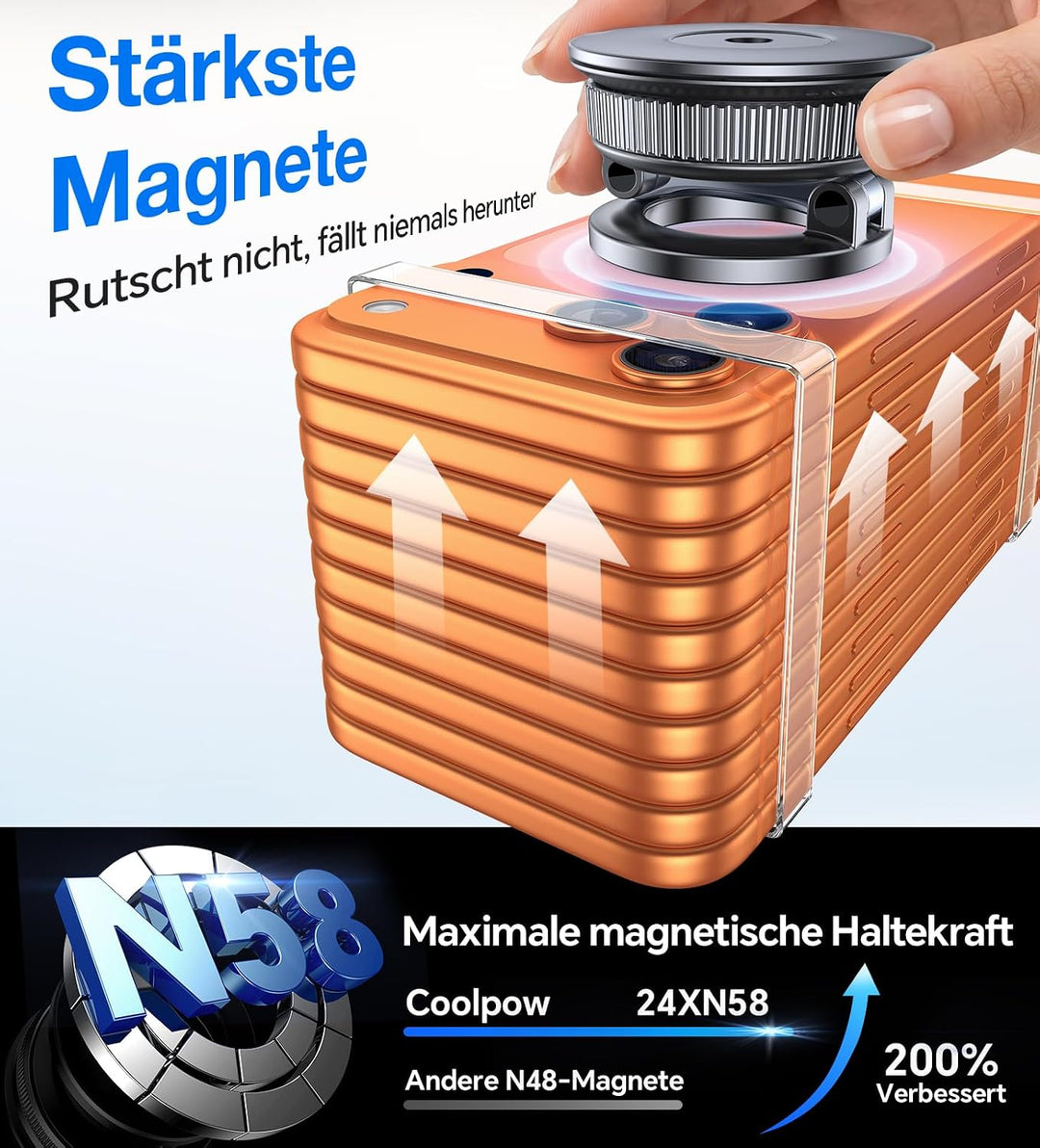 Coolpow Handyhalterung Auto für MagSafe Autohalterung 【Stärkster Magnet】 Vakuum Saugnapf Magnetische