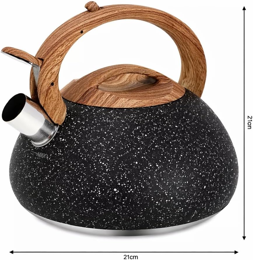 Klausberg Flötenkessel Wasserkessel 2.7L Kessel 7-Schicht Boden Schwarz KB-7279, Schwarz