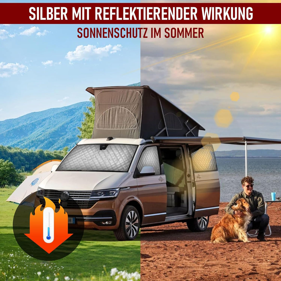 8Stk Thermomatte Fahrerhaus passend für VW T5/T6 SWB, Luxus Interne Auto Sonnenblende Frontscheibena