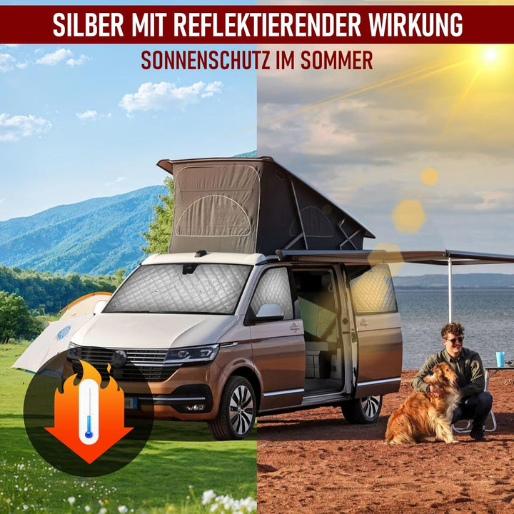 8Stk Thermomatte Fahrerhaus passend für VW T5/T6 SWB, Luxus Interne Auto Sonnenblende Frontscheibena