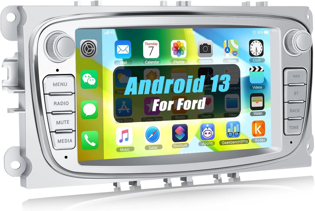 CAMECHO [1+32G] Android 13 Autoradio für Ford Focus mk2 Mondeo Cmax Galaxy Smax Kuga mit Navi, 7 Zol