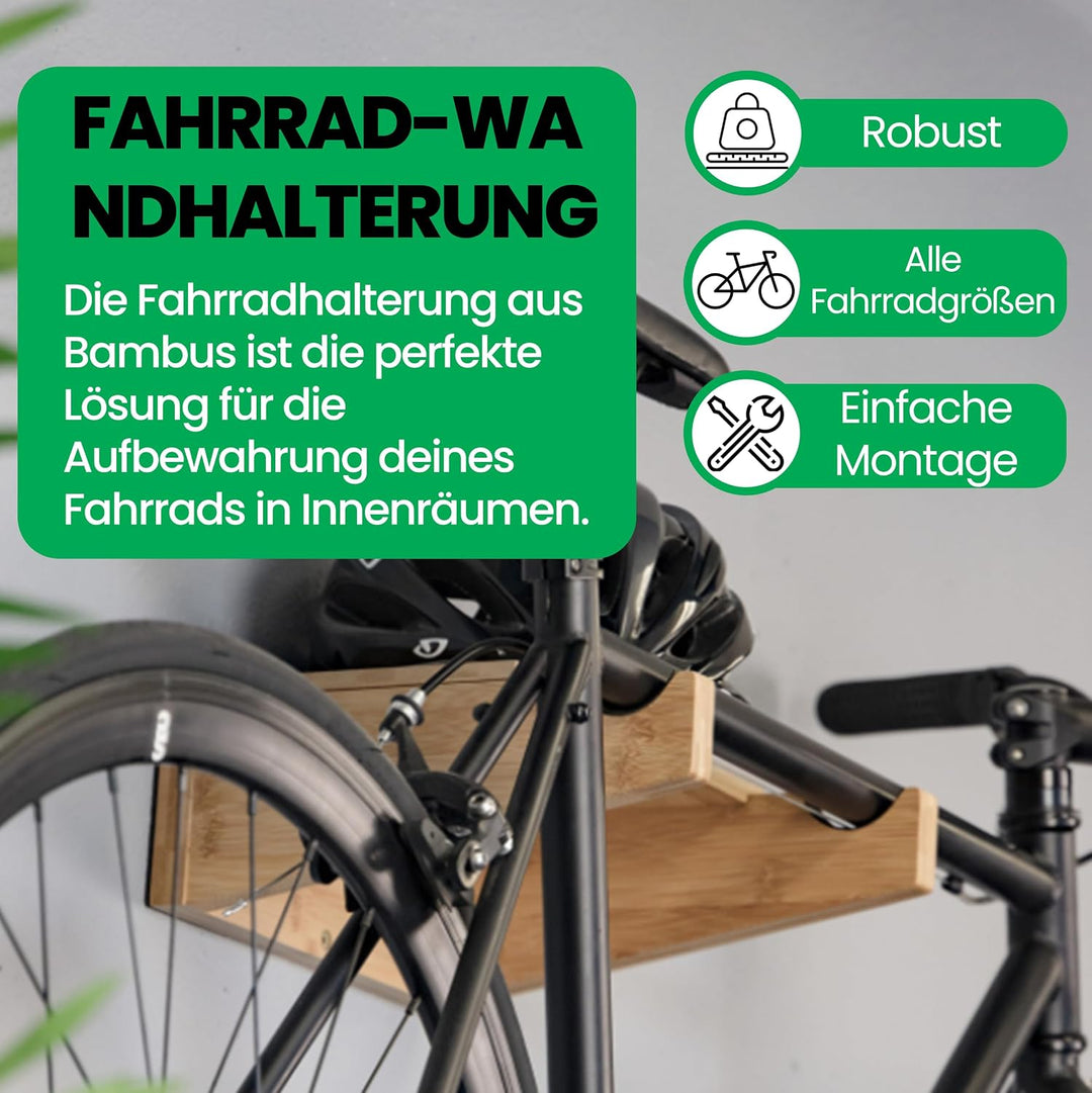 Fahrrad Wandhalterung – Holz Fahrradhalter von COR - Bambus Fahrradhalterung Wand für Innenräume - W