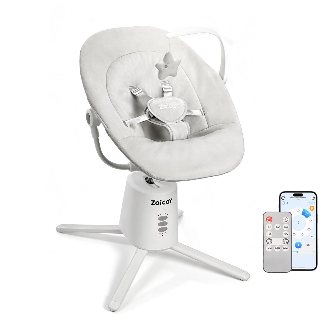 Babywippe Verstellbare Rückenlehne Zoicay Babywippe elektrisch mit 3 Schwingmodi Fernbedienung und B