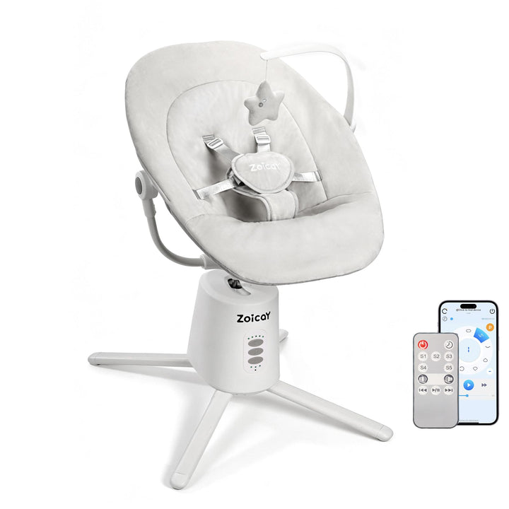 Babywippe Verstellbare Rückenlehne Zoicay Babywippe elektrisch mit 3 Schwingmodi Fernbedienung und B