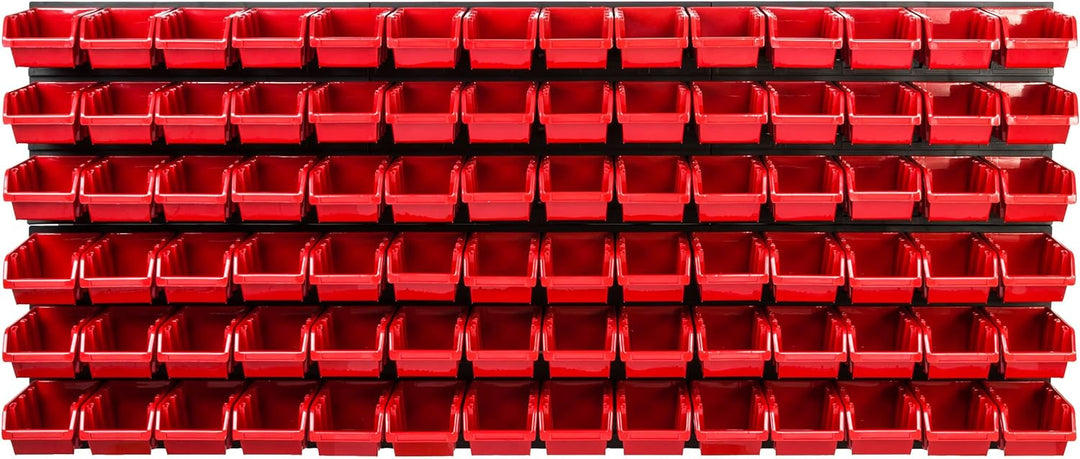 Lagersystem Werkstattregal | 172 x 78 cm | 84 stck. Box | Wandregal mit Stapelboxen - Wandplatten Ex
