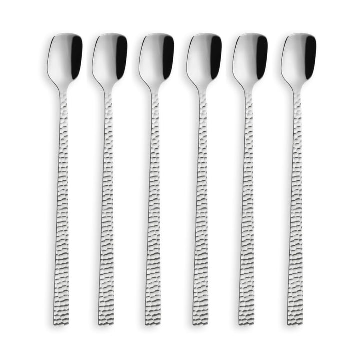 Amefa FELICITY Latte Macchiato Löffel/Longdrinklöffel Set 6-teilig, Hochwertige Löffel lang, Gehämme
