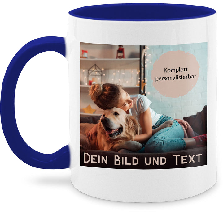 Tasse Tassen 325ml - eigenem - Foto Bild Geschenk I Dein Bild und Text - 325 ml - Dunkelblau - fotot