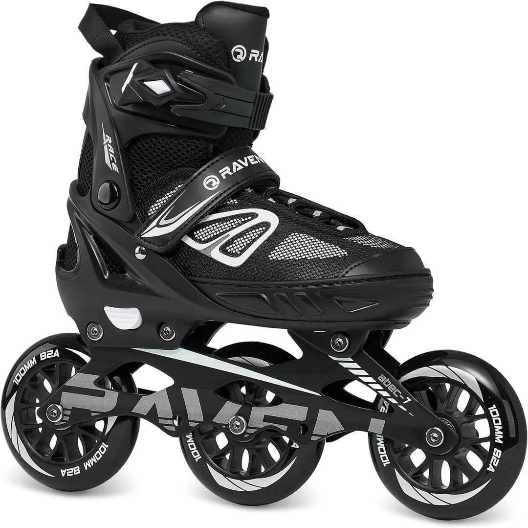 Inlineskates Inliner optional als 2in1 Raven Advance Big Wheels verstellbar Black mit Kufen 35-39, B