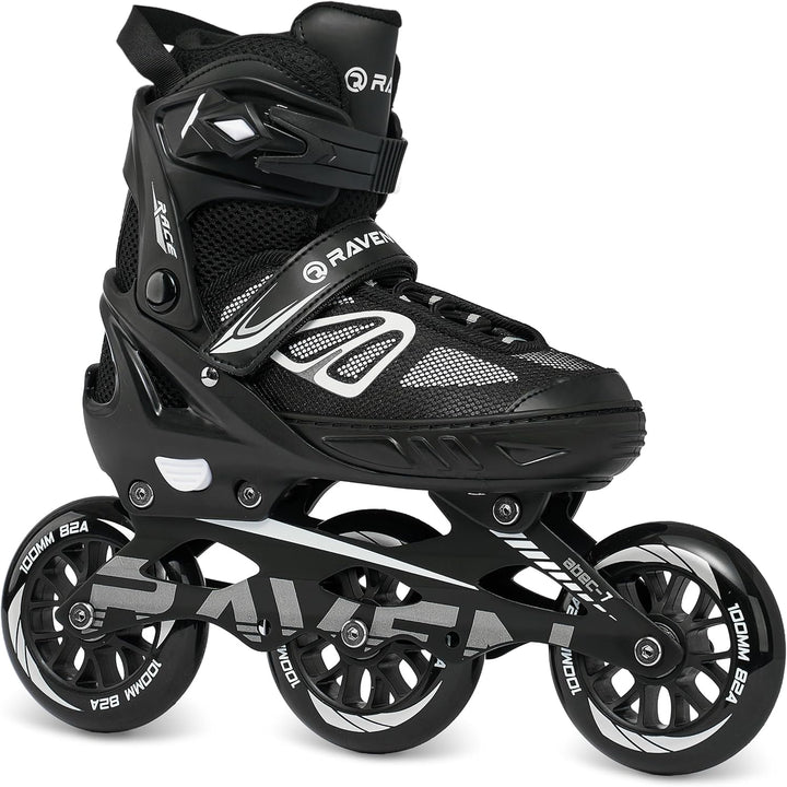Inlineskates Inliner optional als 2in1 Raven Advance Big Wheels verstellbar Black mit Kufen 35-39, B