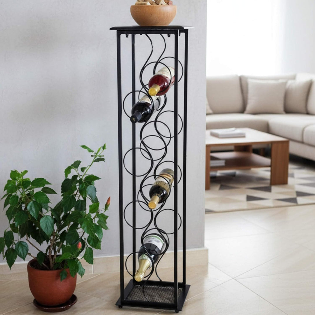 DanDiBo Weinregal Metall Schwarz Stehend Flaschenregal 100 cm Oktave Modern Wine Rack Weinständer We
