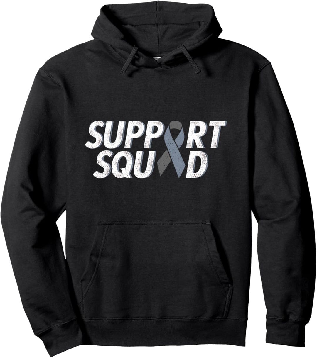 Support squad gray ribbon brain cancer awareness Pullover Hoodie
