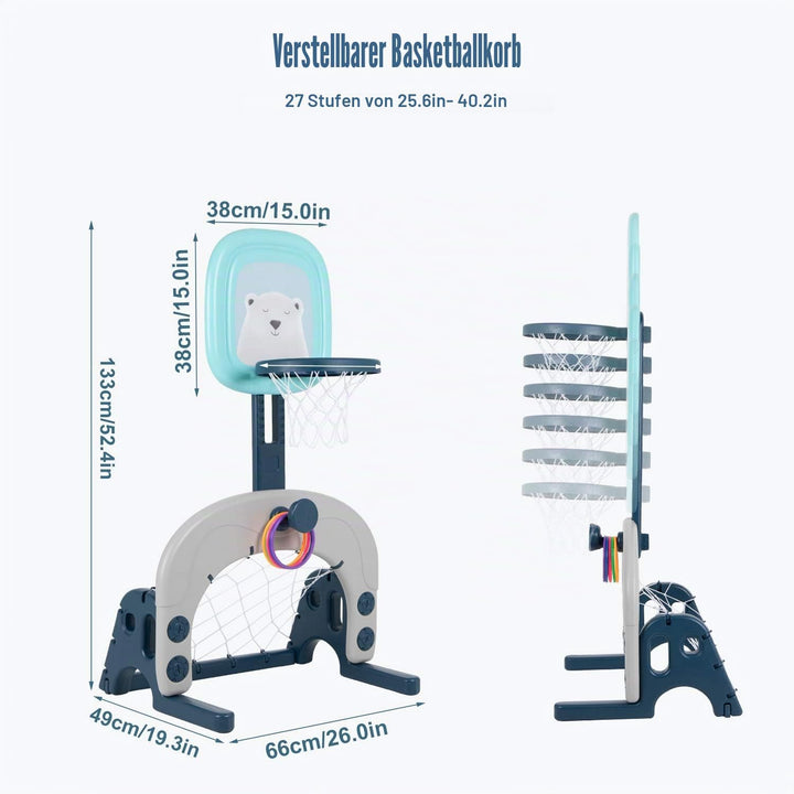 Basketballkorb-Set, 3-in-1 Kinder-Basketballständer, Sport, Aktivitätszentrum, Ballspiele, verstellb